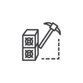 Cryptocurrency mining hardware outline icon