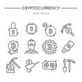 Cryptocurrency mining icon collection.