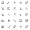 Cryptocurrency mining outline icons set Royalty Free Stock Photo