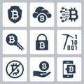 Cryptocurrency Mining Vector Icons in Glyph Style