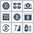 Cryptocurrency Mining Vector Icons in Glyph Style 2