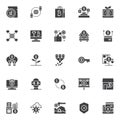 Cryptocurrency mining vector icons set