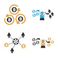 Cryptocurrency Mixer Vector Icon Set