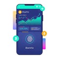 Cryptocurrency Mobile App Interface with Financial Analytics and Biometric Security Royalty Free Stock Photo