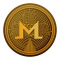 Cryptocurrency monero coin with circuit lines