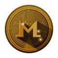 Cryptocurrency monero coin with circuit lines