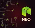 Cryptocurrency NEO blockchain circuit style background