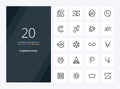 20 Cryptocurrency Outline icon for presentation Royalty Free Stock Photo