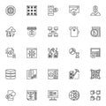 Cryptocurrency outline icons set
