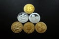 A pyramid of crypto currencies Bitcoin Ripple Litecoin
