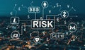 Cryptocurrency risk theme with Downtown Los Angeles