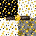 Cryptocurrency seamless pattern. Bitcoin background. Seamless background with signs of Bitcoin and Ethereum.