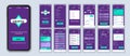 Cryptocurrency smartphone interface vector templates set. Financial app. Mobile wallet. Web page design layout. Pack of UI, UX, Royalty Free Stock Photo