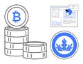 Cryptocurrency stacks with Bitcoin symbol, analytics dashboard, and eco-friendly coin concept Royalty Free Stock Photo