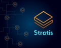 Cryptocurrency stratis blockchain on dark background