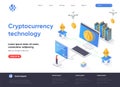 Cryptocurrency technology isometric landing page