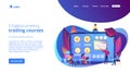 Cryptocurrency trading courses concept landing page