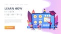 Cryptocurrency trading courses concept landing page