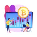 Cryptocurrency trading desk abstract concept vector illustration.