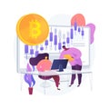 Cryptocurrency trading desk abstract concept vector illustration.