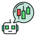 Cryptocurrency Trading Robot with Speech Bubble vector automation tools colored icon or design element