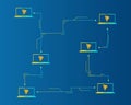 Cryptocurrency tron blockchain on blue background
