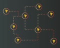 Cryptocurrency tron blockchain on dark background