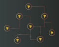 Cryptocurrency tron blockchain on dark background