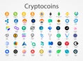 Cryptocurrency vector icons isolated on white background.