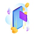 Cryptocurrency wallet Illustration. Online Money Royalty Free Stock Photo