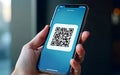 A cryptocurrency wallet QR code displayed on a smartphone screen, symbolizing easy access, mobile crypto transactions, and digital