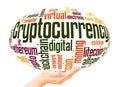 Cryptocurrency word cloud hand sphere concept Royalty Free Stock Photo