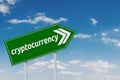 Cryptocurrency word on the green signboard