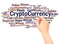 CryptoCurrencyword cloud hand writing concept