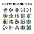 cryptogenetics dna gene helix icons set vector