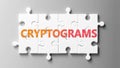 Cryptograms complex like a puzzle - pictured as word Cryptograms on a puzzle pieces to show that Cryptograms can be difficult and