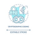 Cryptographic coding turquoise concept icon Royalty Free Stock Photo