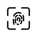 Cryptographic signature glyph icon, Touch ID security and identity, fingerprint sign, vector graphics, solid pattern for