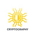 Cryptography icon on white