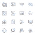 Cryptography systems line icons collection. Encryption, Decryption, Cryptanalysis, Cryptology, Cipher, Key, Code vector Royalty Free Stock Photo