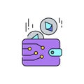Cryptowallet sign olor line icon. Pictogram for web page