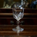 Crystal antique wine glass with engraving. glass wine goblet Royalty Free Stock Photo