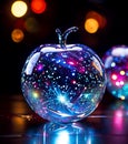 A crystal apple glowing with an inner light, illustration Royalty Free Stock Photo
