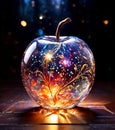 A crystal apple glowing with an inner light, illustration Royalty Free Stock Photo
