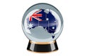 Crystal ball with Australian map. Forecasting and prediction for Australia, concept. 3D rendering Royalty Free Stock Photo