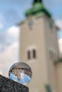 Crystal ball. Church in Ruzomberok, Slovakia Royalty Free Stock Photo
