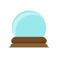 Crystal ball decoration magic glass symbol vector icon. Future bright blue sphere teller. Snow globe fantasy orb