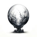Crystal ball on a decorative stand with abstract swirling pattern Royalty Free Stock Photo