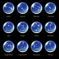 Crystal ball 12 Horoscopes blue