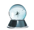 Crystal ball over white background and broken glass - Template for designers